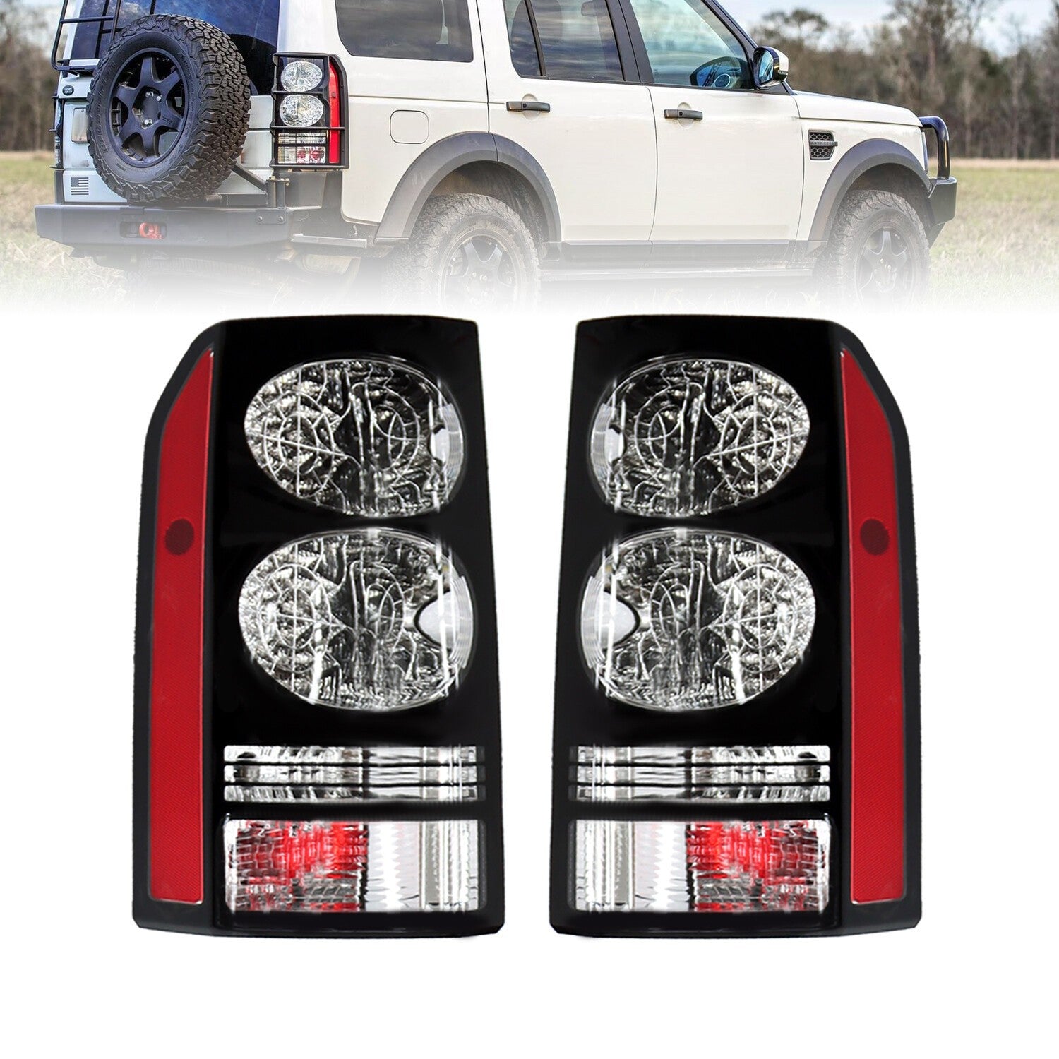 Pair Tail Lights Rear Lamps for 2004-2016 Land Rover Discovery LR3 LR4