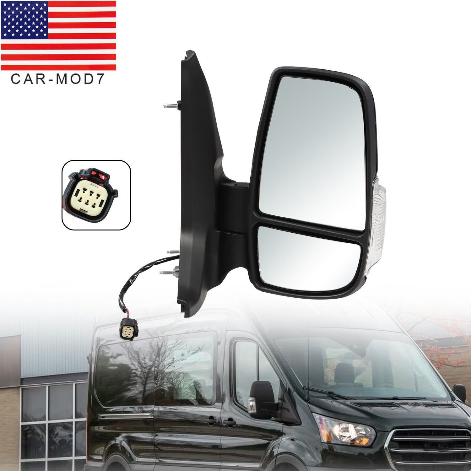 Right Side Power Mirror with Lamp for Ford Transit 150 250 350HD 2010-2024