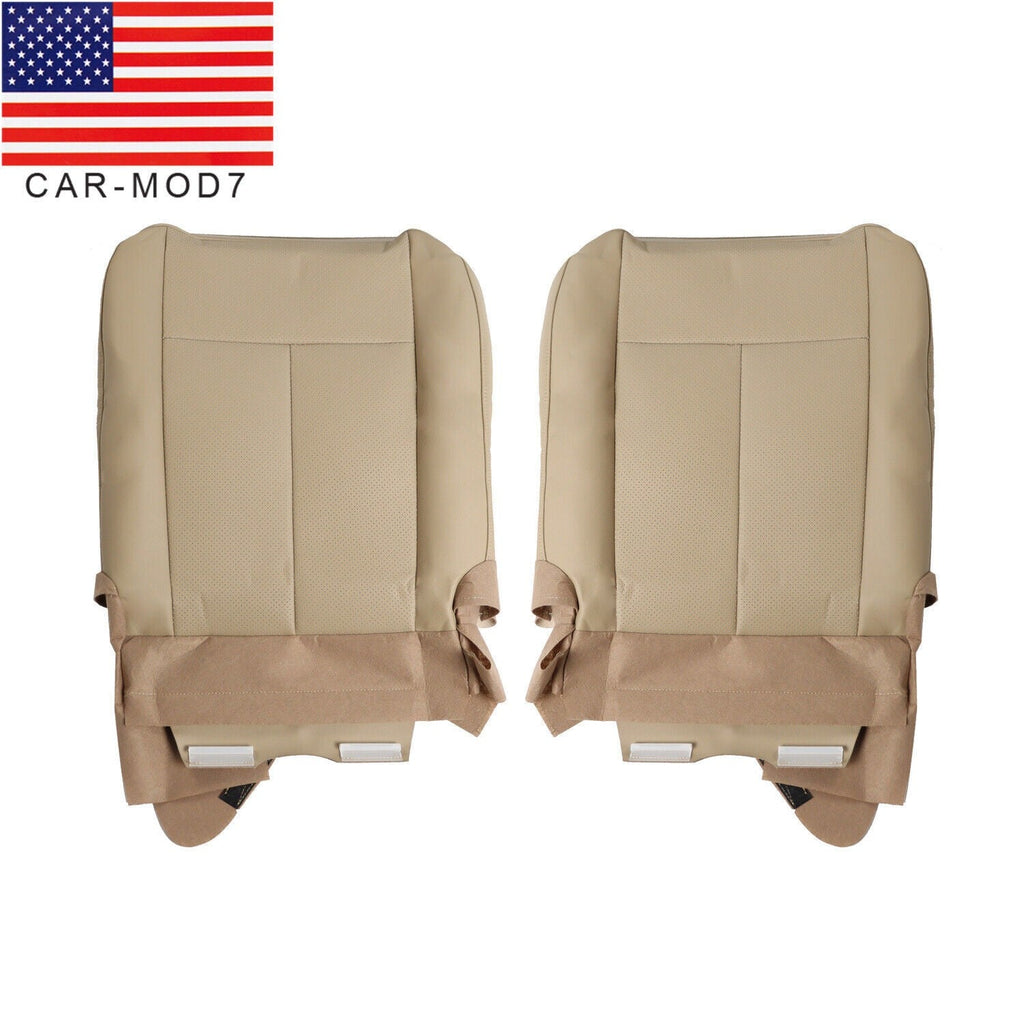 PERF Tan Leather Driver & Passenger Seat Covers Bottom for 07-14 Ford Expedition