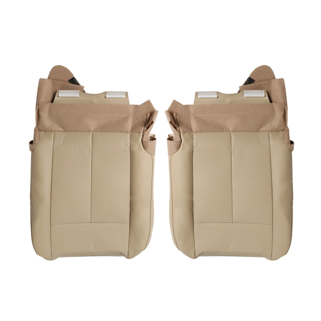 PERF Tan Leather Driver & Passenger Seat Covers Bottom for 07-14 Ford Expedition