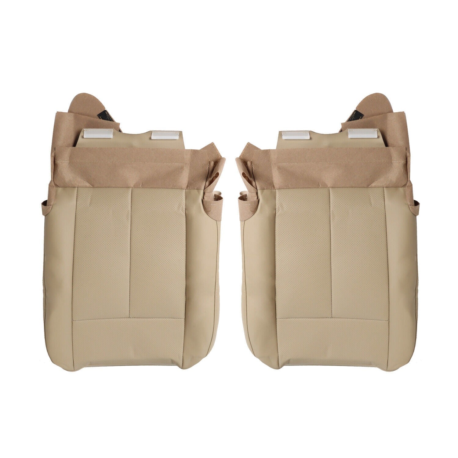 PERF Tan Leather Driver & Passenger Seat Covers Bottom for 07-14 Ford Expedition