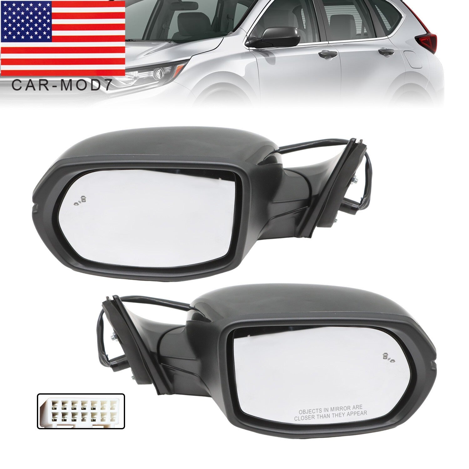 Heated Power Mirror Set w/ Signal Blind Spot for 17-22 Honda CR-V Paintable