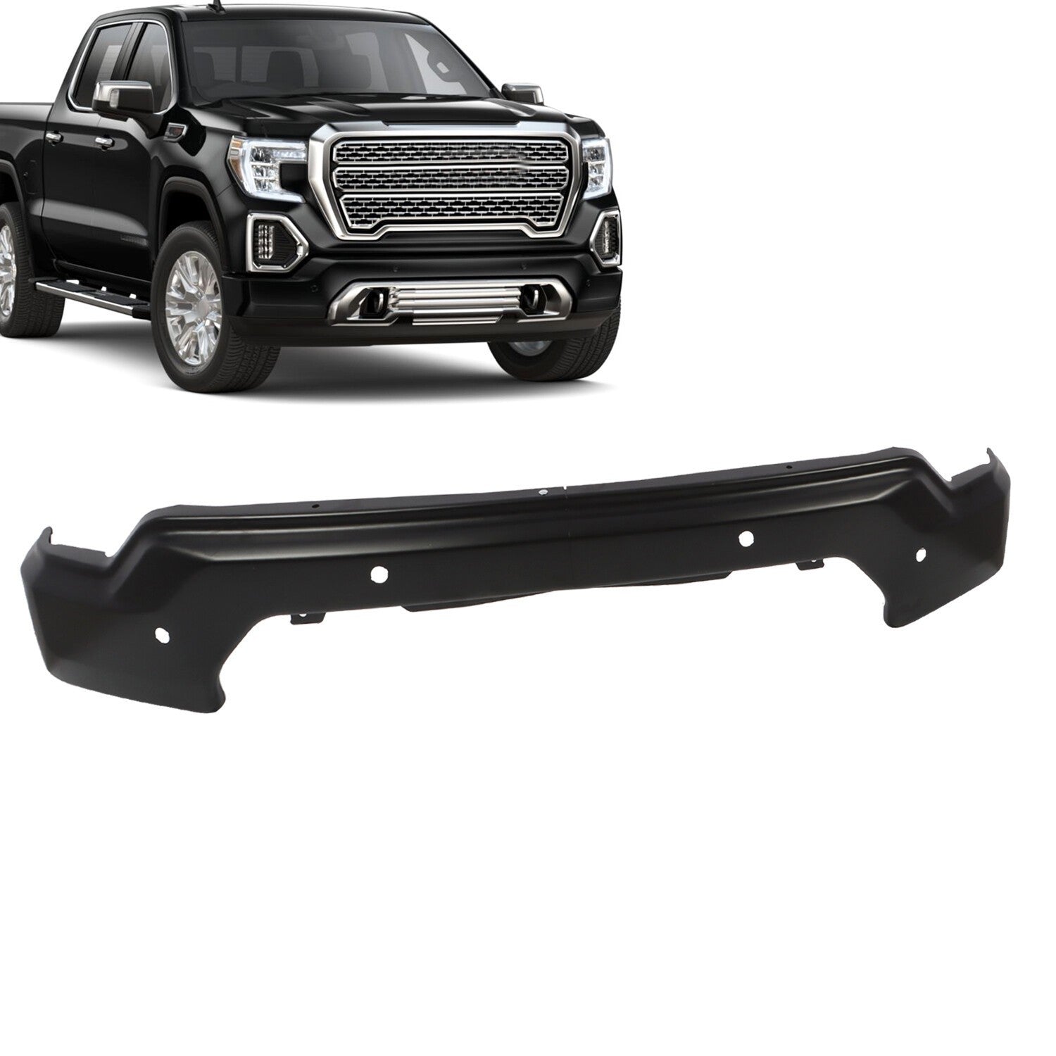Primed Steel Front Bumper Face Bar w/ Park Sensor for 2019-2021 GMC Sierra 1500