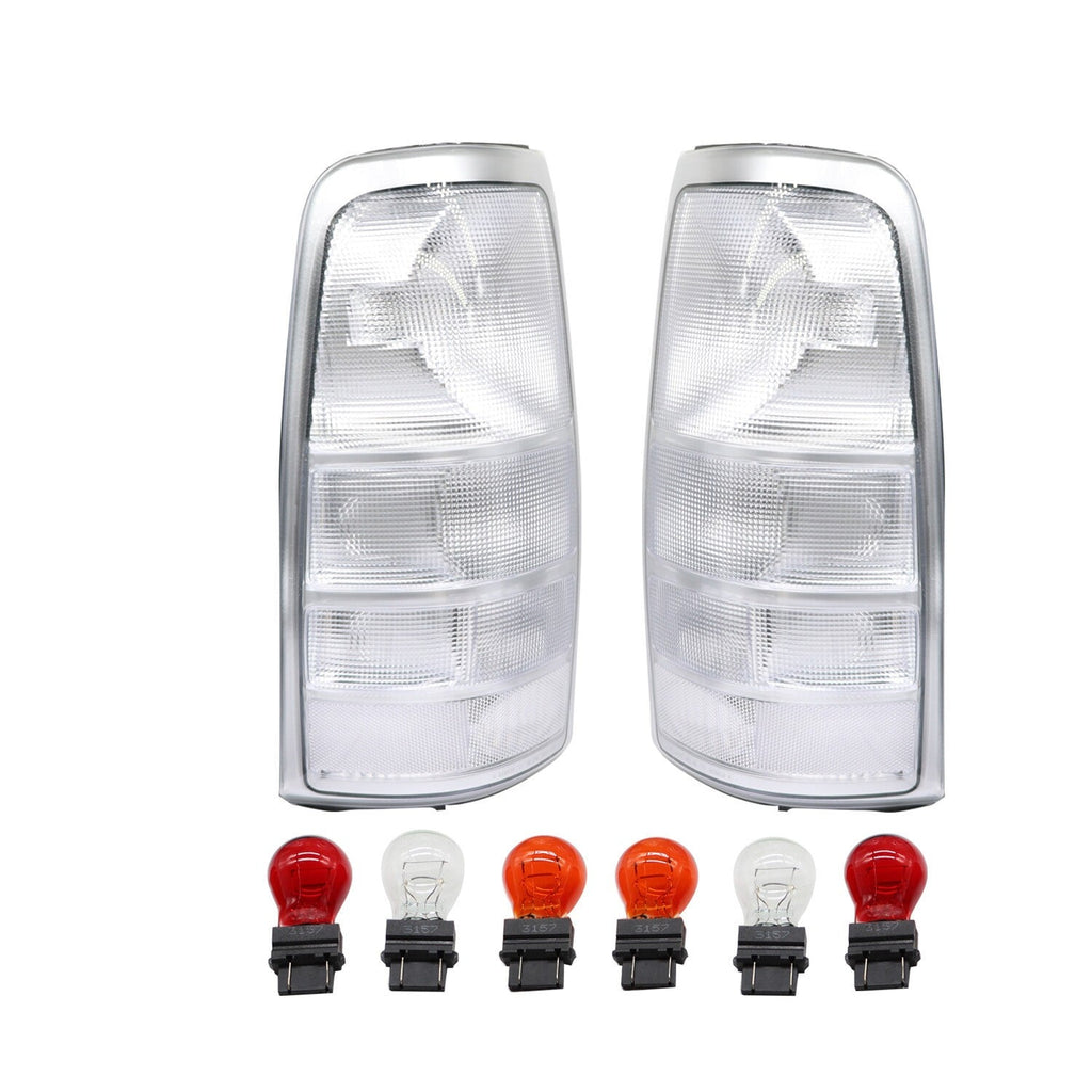 Rare Clear Euro Rear Tail Lights Set for 99-02 Chevy Silverado GMC Sierra