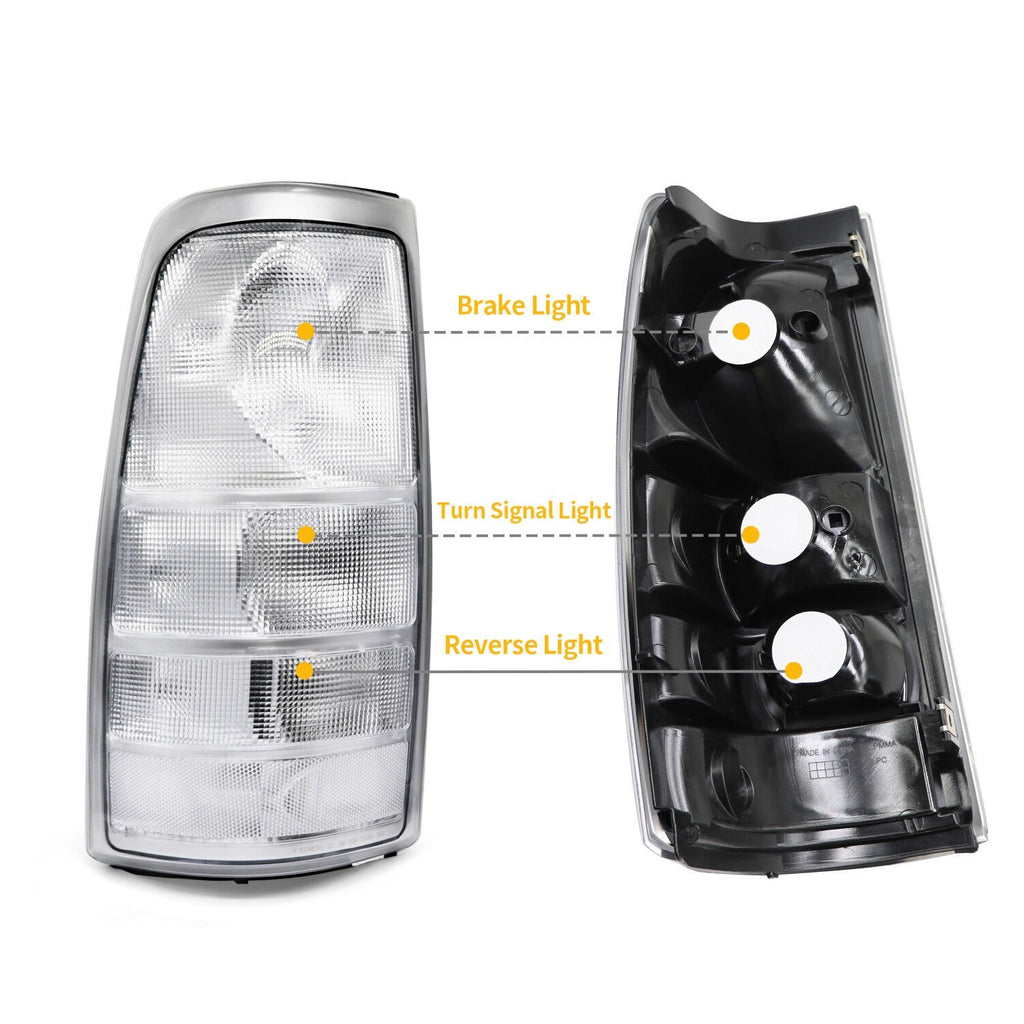 Rare Clear Euro Rear Tail Lights Set for 99-02 Chevy Silverado GMC Sierra