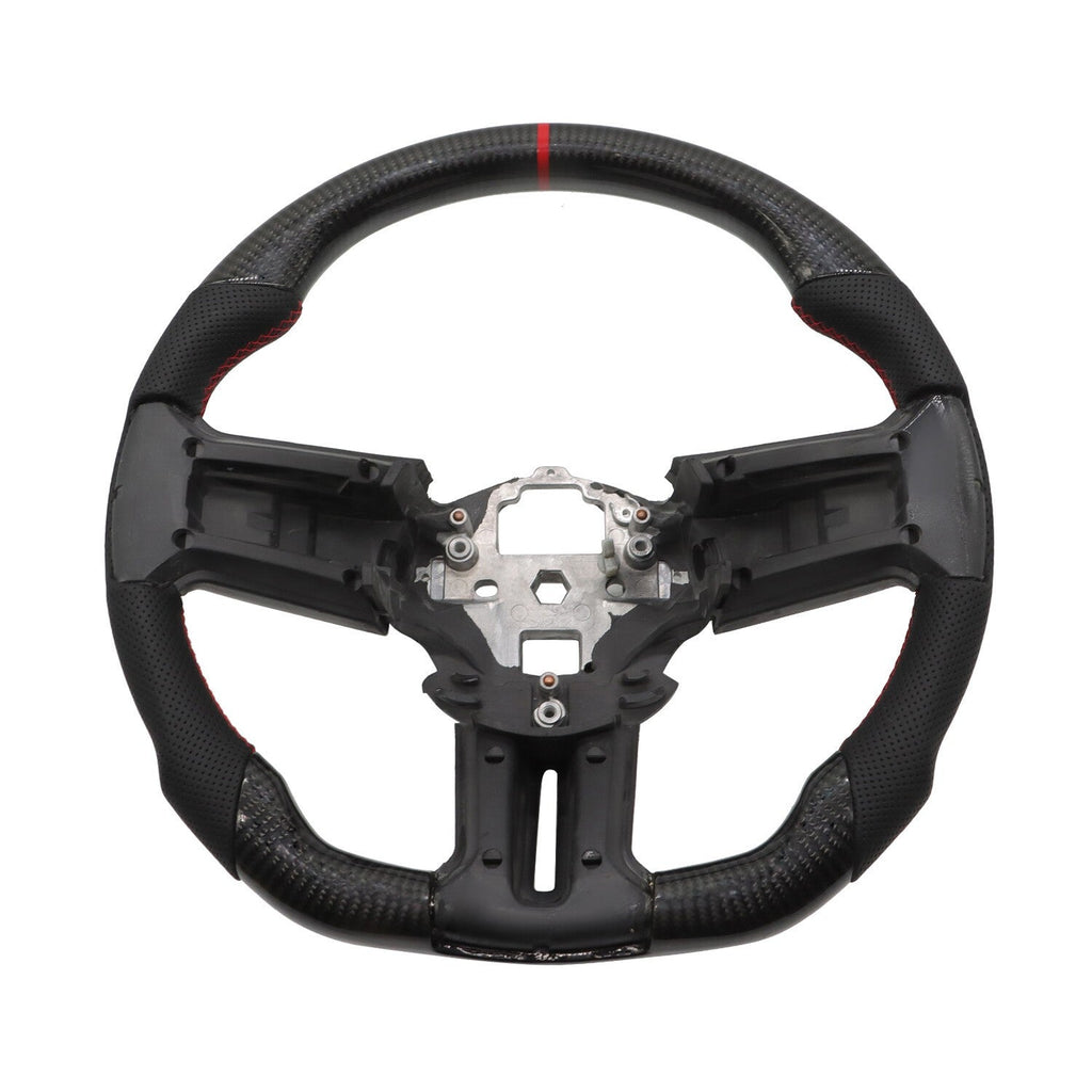 Carbon Fiber Flat Leather Steering Wheel for Ford Mustang 2010-2014