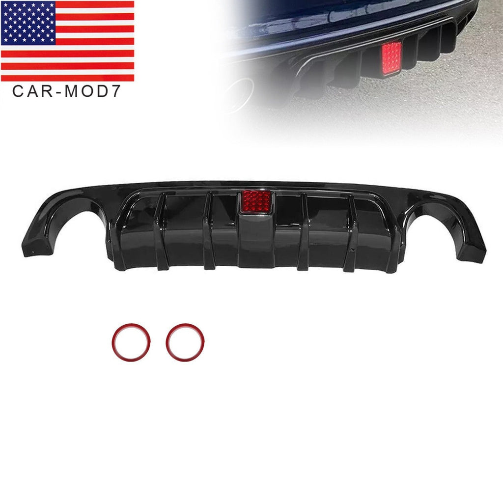 Glossy Black Rear Bumper Diffuser Lip w/ Brake LED for 2018-2023 Infiniti Q50