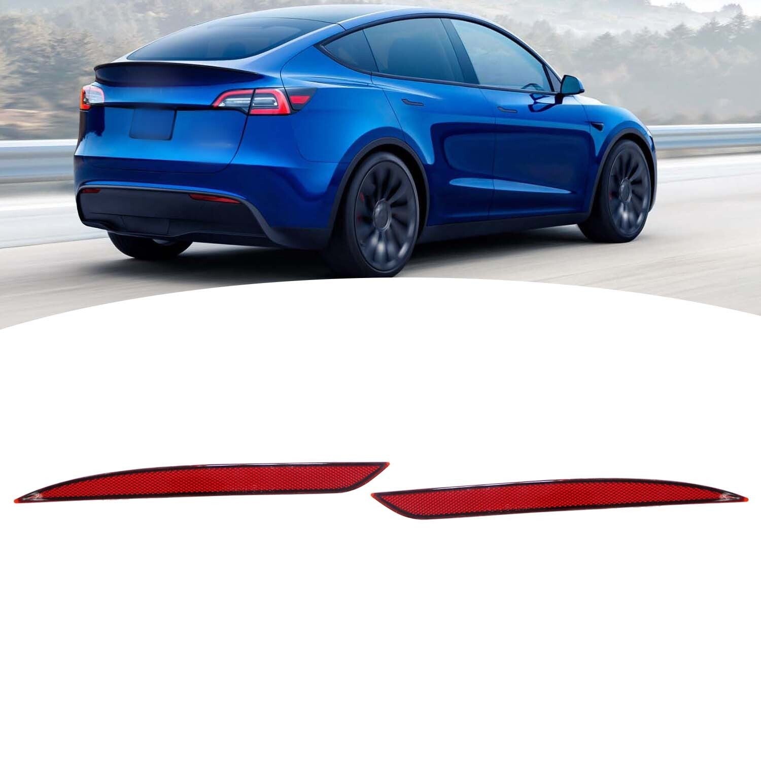 2020-22 Tesla Model Y Red Rear Bumper Reflector Marker Left & Right Pair