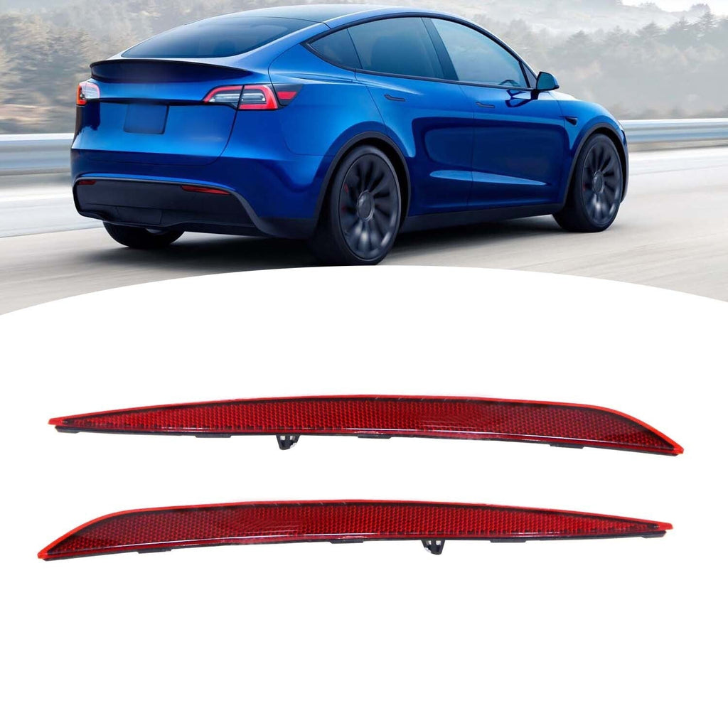 2020-22 Tesla Model Y Red Rear Bumper Reflector Marker Left & Right Pair