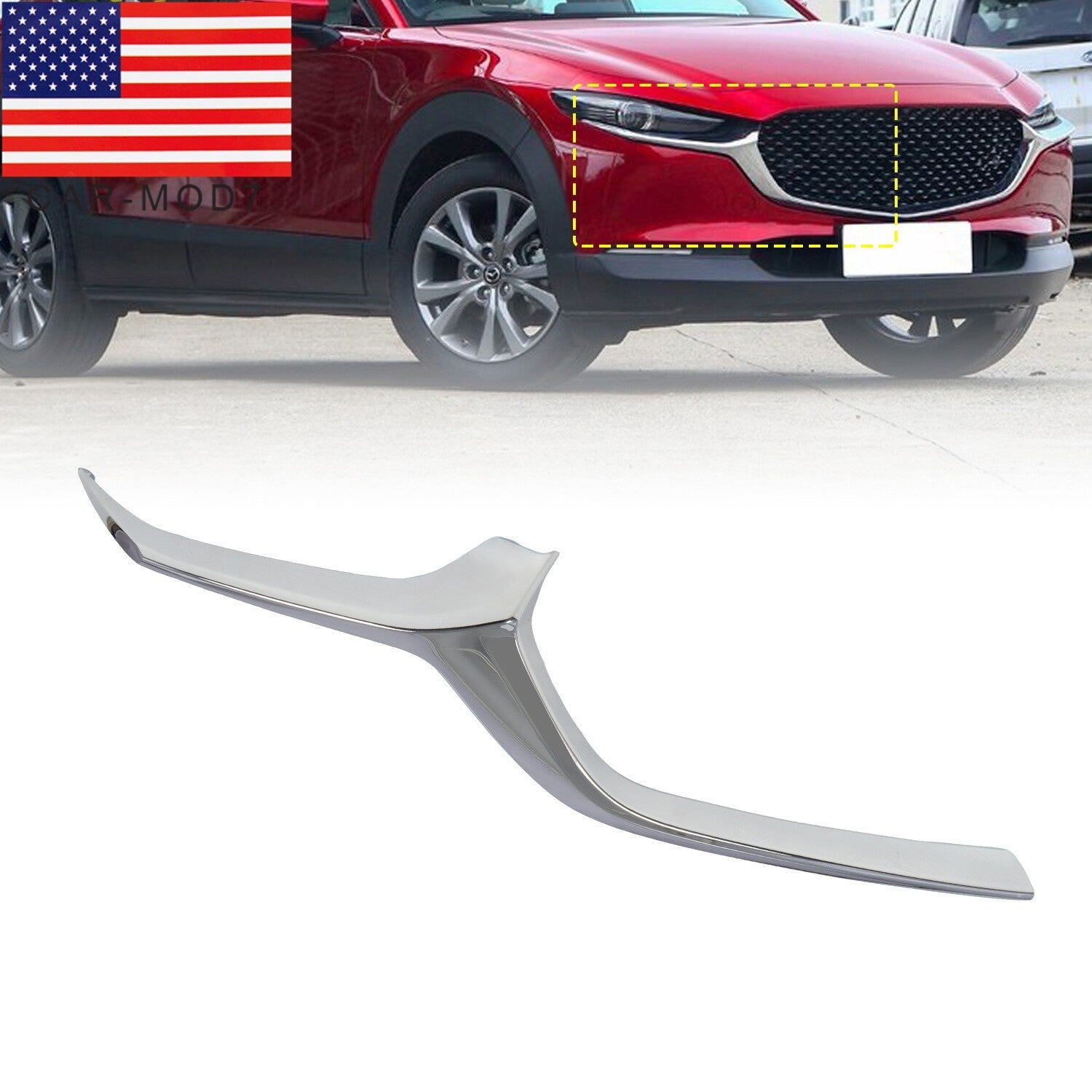 Chrome Right Front Bumper Molding Upper Grille Trim for Mazda CX-30 2020-23