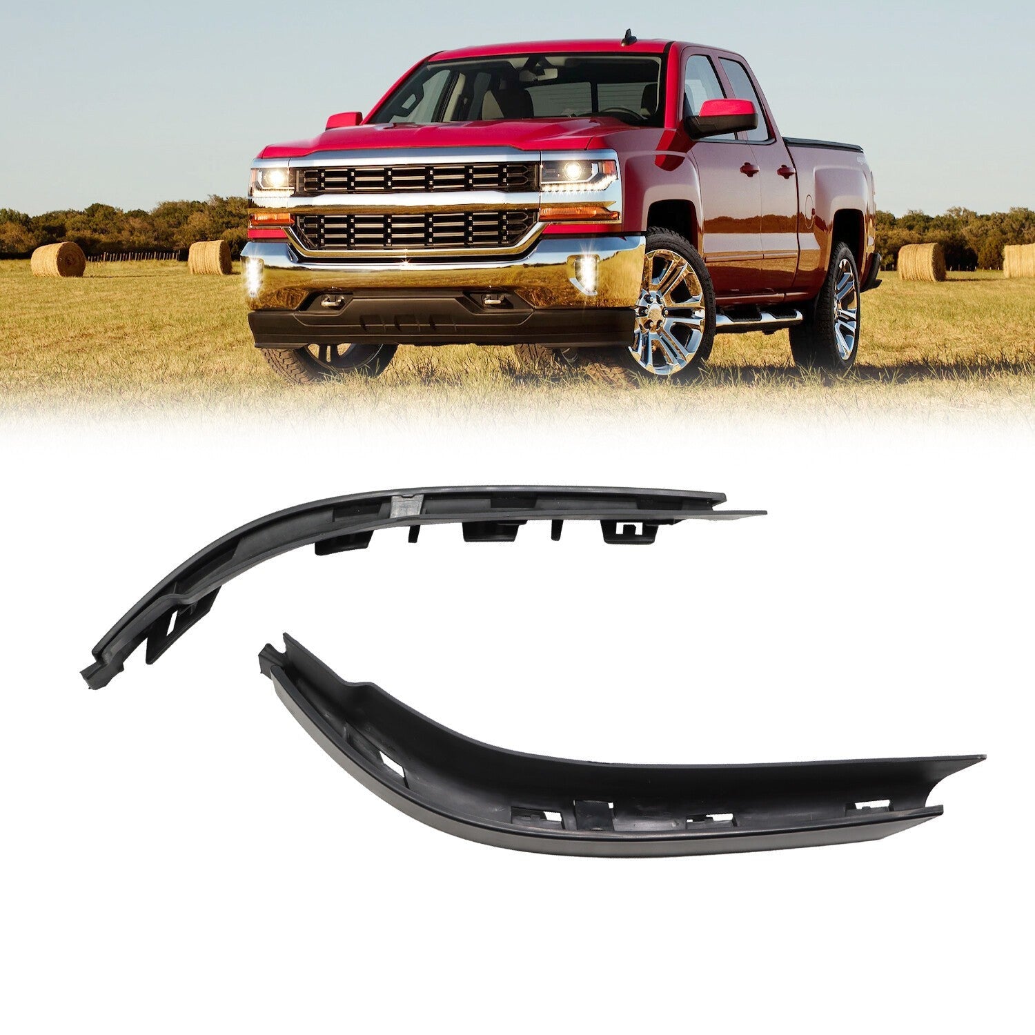 Set of 2 Left & Right Bumper Fillers for Chevy Silverado 1500 2016-2018