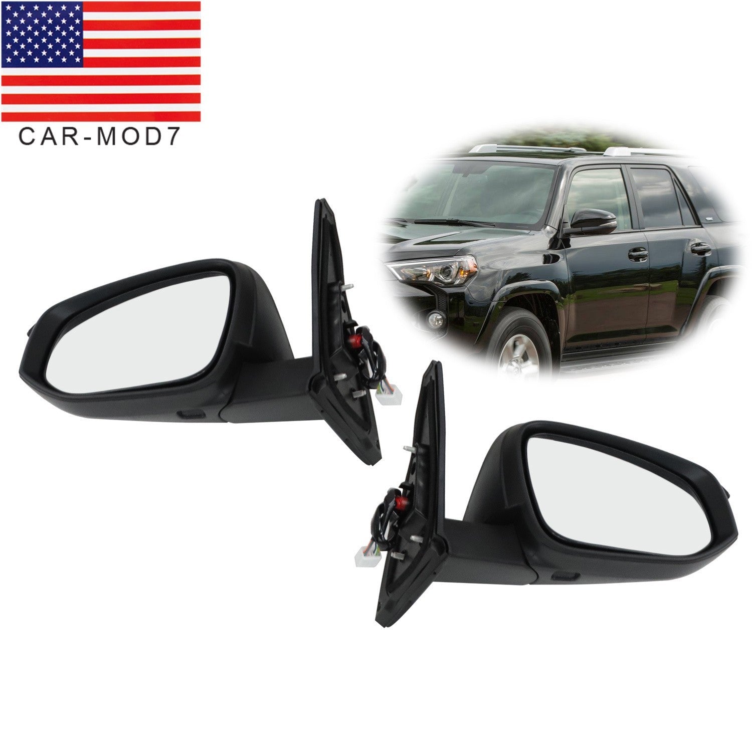 Set of 2 Heated Power Mirrors Paint-to-Match for 2014-2018 Toyota 4Runner