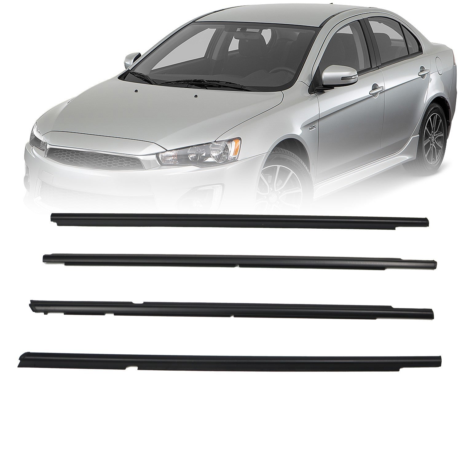 Set of 4 Door Belt Moldings for Mitsubishi Lancer 2008-2017 Window Belt Line