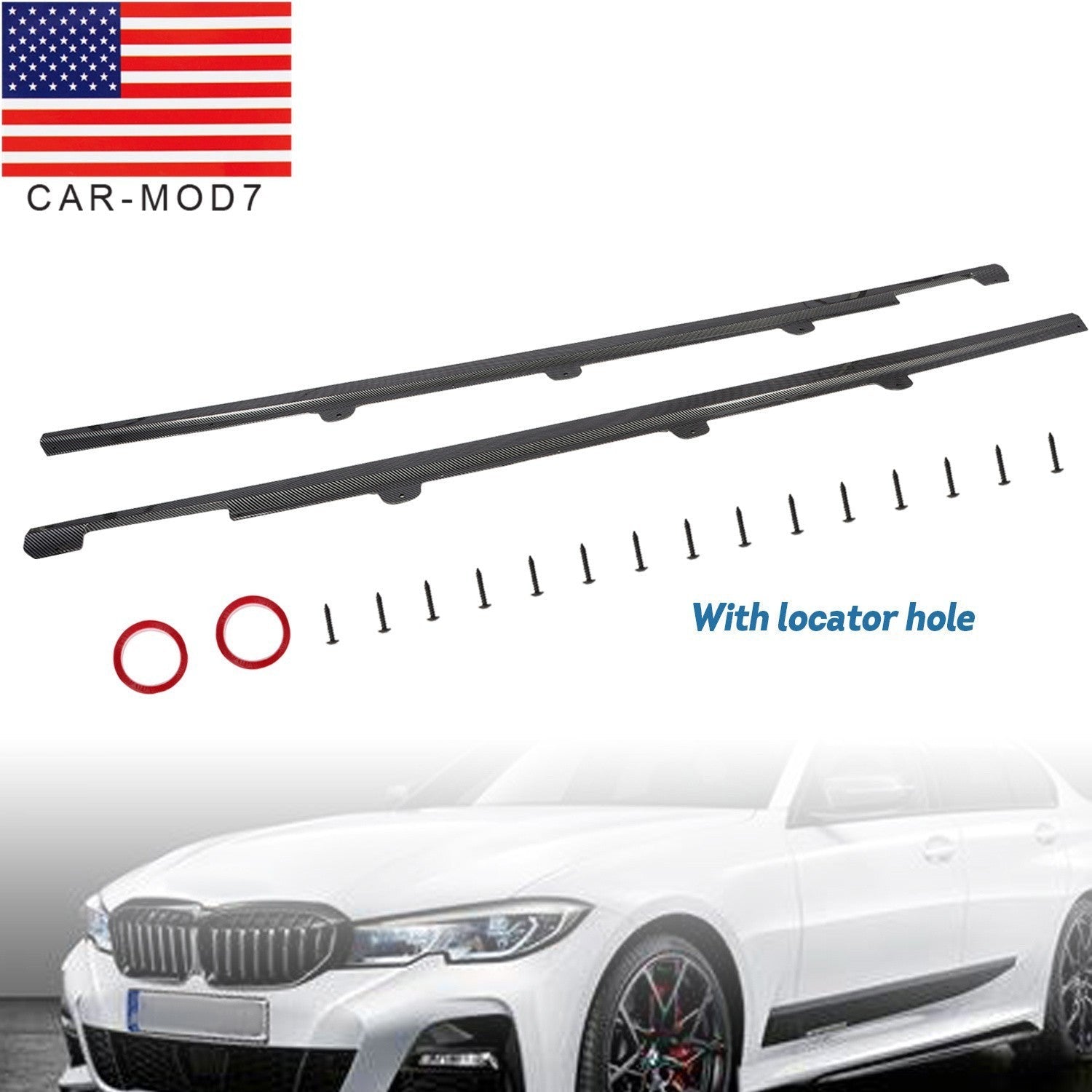 Carbon Fiber Side Skirt Extensions for 2019-2023 BMW G20 G28 3 Series