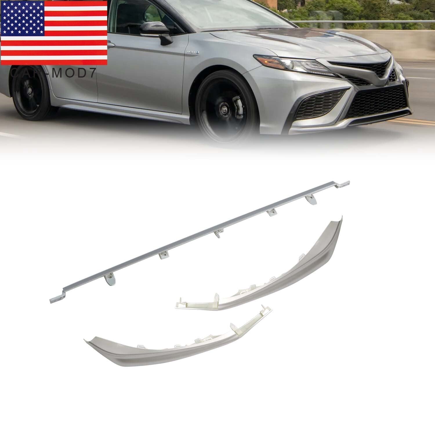 Silver Front Bumper Grille Lower Molding Trims for 2021-2024 Toyota Camry SE XSE