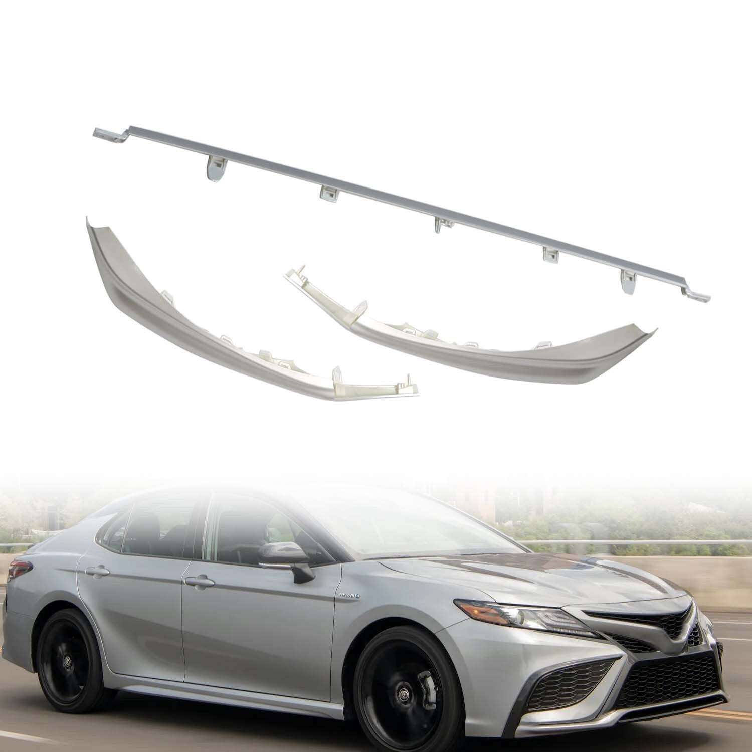 Silver Front Bumper Grille Lower Molding Trims for 2021-2024 Toyota Camry SE XSE