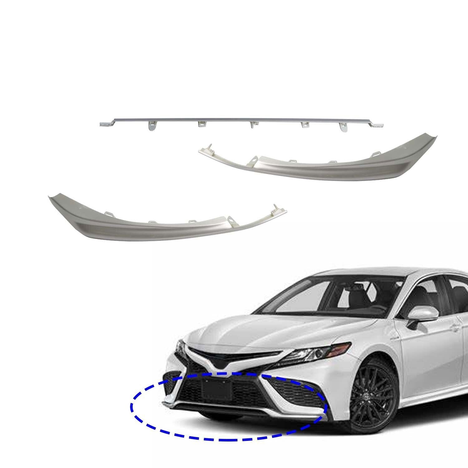 Silver Front Bumper Grille Lower Molding Trims for 2021-2024 Toyota Camry SE XSE