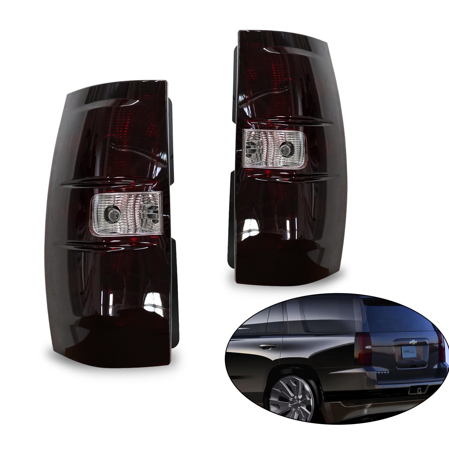 2007-2014 Chevy Suburban Tahoe Smoke Tail Lights Left & Right Brake Lamps