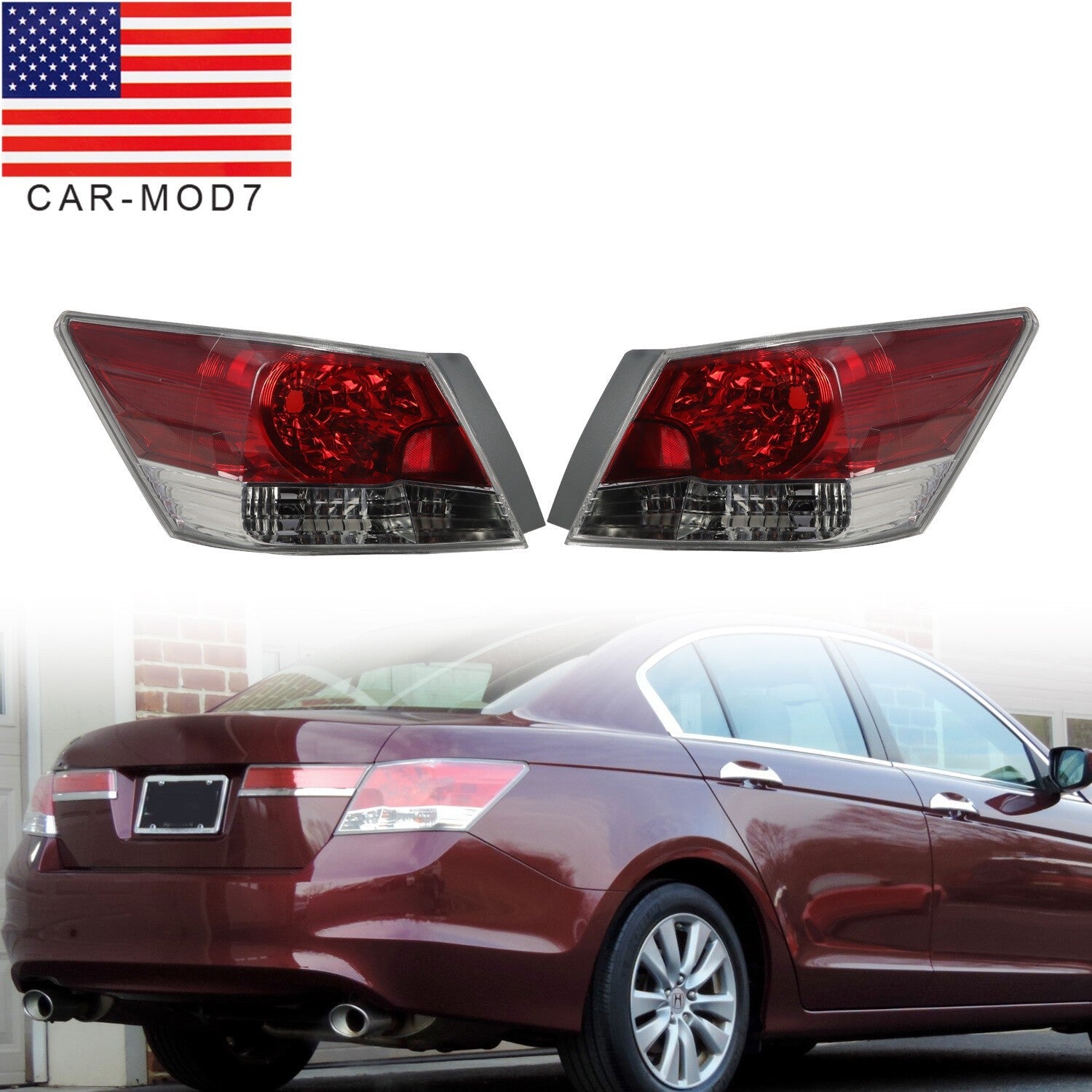 Brake Tail Lights Assembly for 08-12 Honda Accord Sedan Driver & Passenger