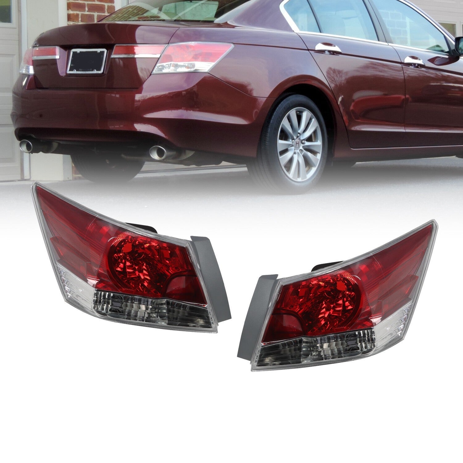 Brake Tail Lights Assembly for 08-12 Honda Accord Sedan Driver & Passenger