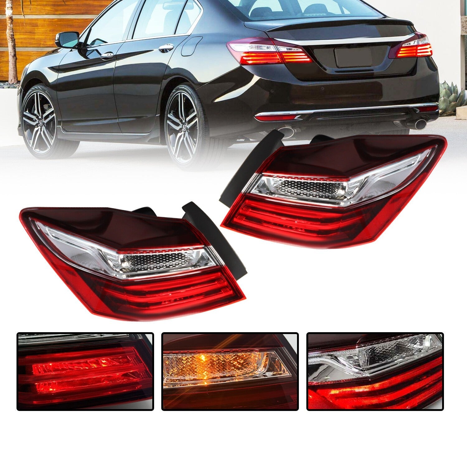 2016-2017 Honda Accord Left & Right Inner Outer Brake Tail Lights Set