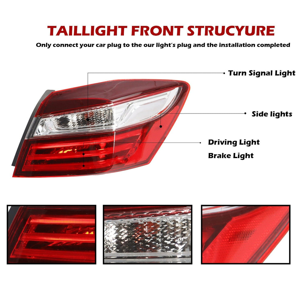 2016-2017 Honda Accord Left & Right Inner Outer Brake Tail Lights Set