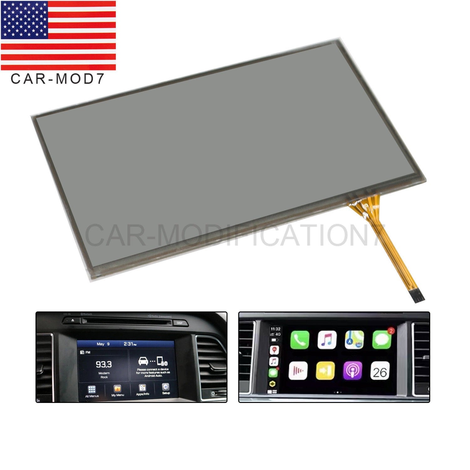 7" Touchscreen Glass Digitizer Radio for 2013-2016 Hyundai Sonata Veloster
