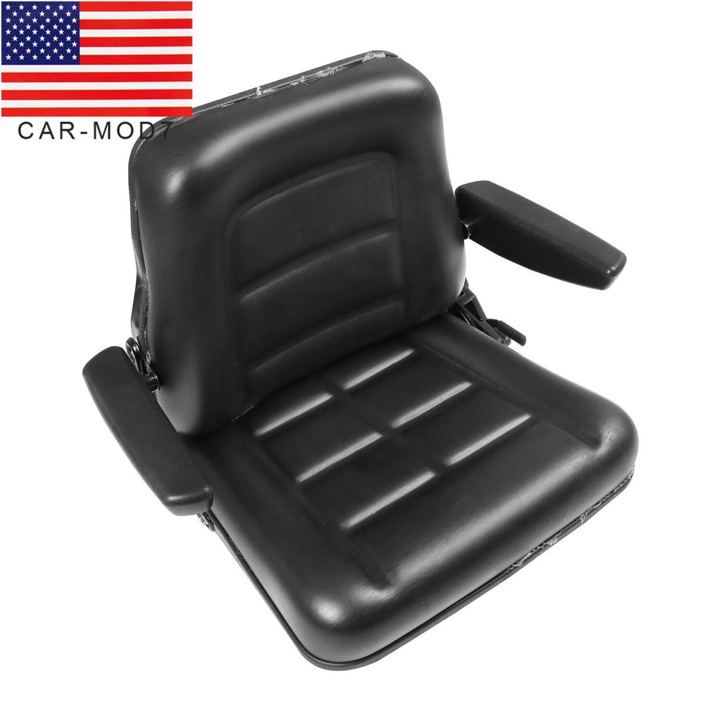 Adjustable Tractor Seat with Backrest & Armrests for Lawn Mower Forklift Excavat