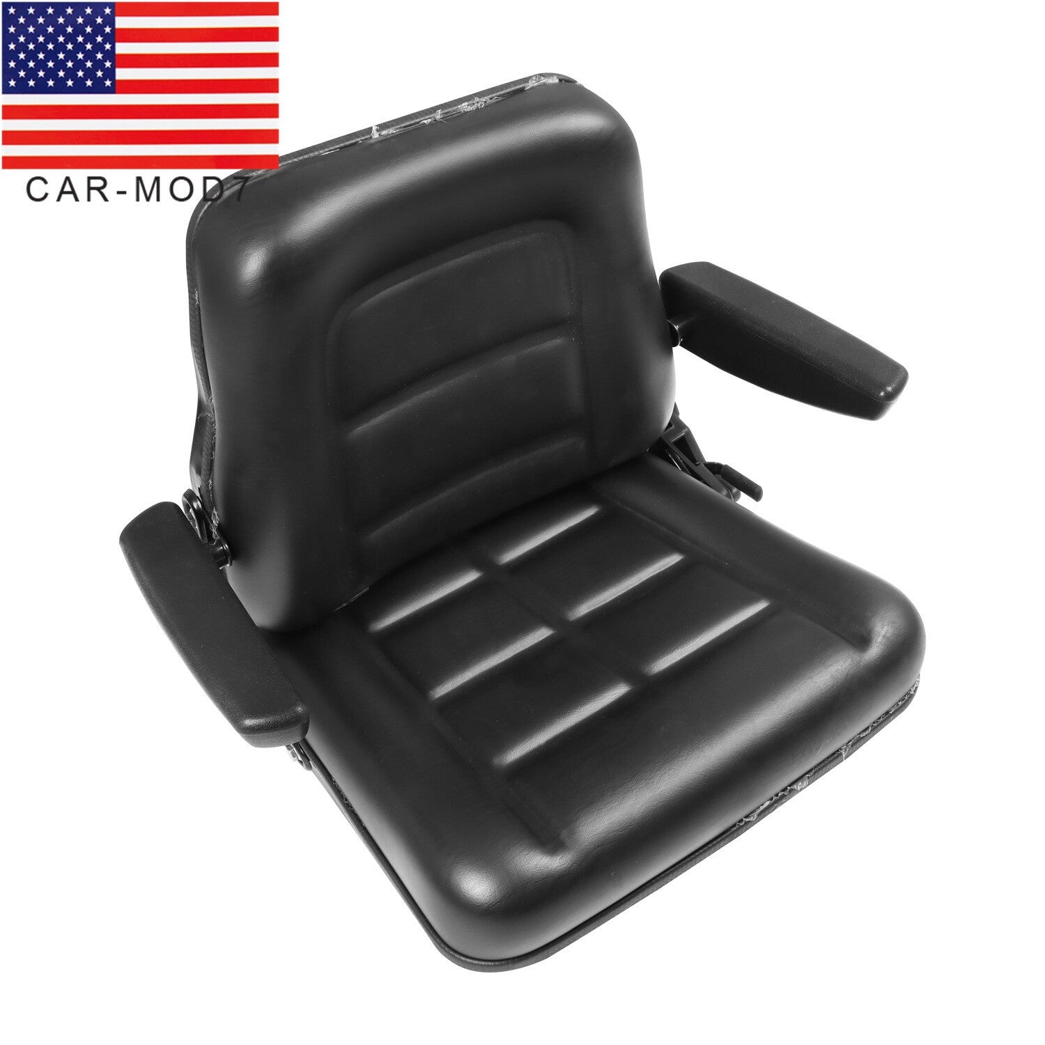 Adjustable Tractor Seat with Backrest & Armrests for Lawn Mower Forklift Excavat