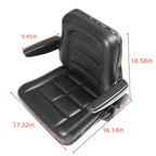 Adjustable Tractor Seat with Backrest & Armrests for Lawn Mower Forklift Excavat