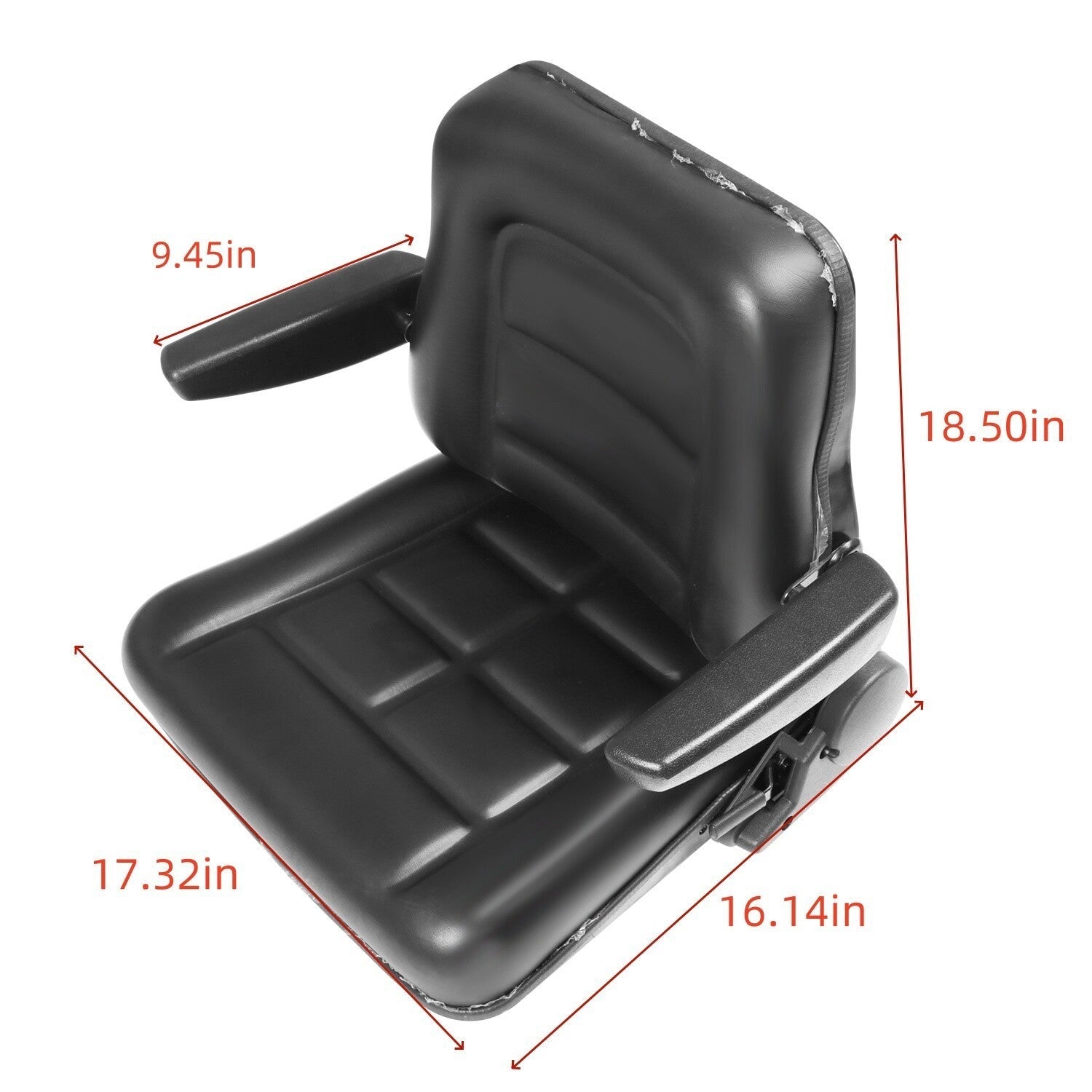 Adjustable Tractor Seat with Backrest & Armrests for Lawn Mower Forklift Excavat