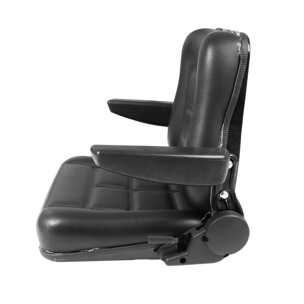 Adjustable Tractor Seat with Backrest & Armrests for Lawn Mower Forklift Excavat