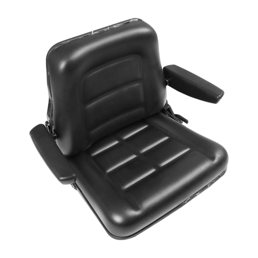 Adjustable Tractor Seat with Backrest & Armrests for Lawn Mower Forklift Excavat