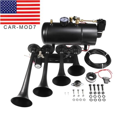 Train Horn Kit 1G Air Tank 150psi 4 Trumpets Loud System for Truck Car Pickup