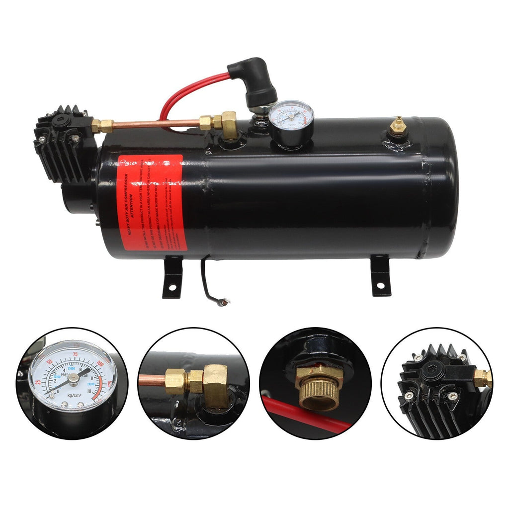 Train Horn Kit 1G Air Tank 150psi 4 Trumpets Loud System for Truck Car Pickup