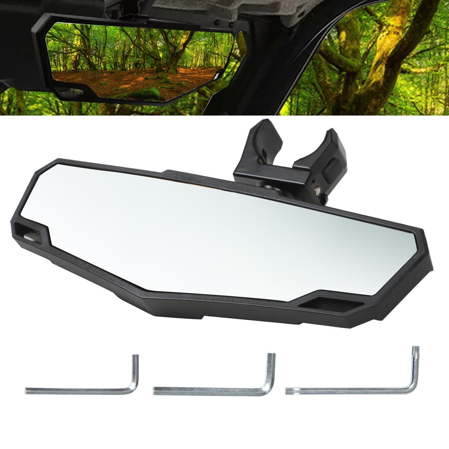 UTV Rear View Center Mirror 1.5"-2" Fit Polaris RZR Honda Yamaha Kawasaki Can-Am