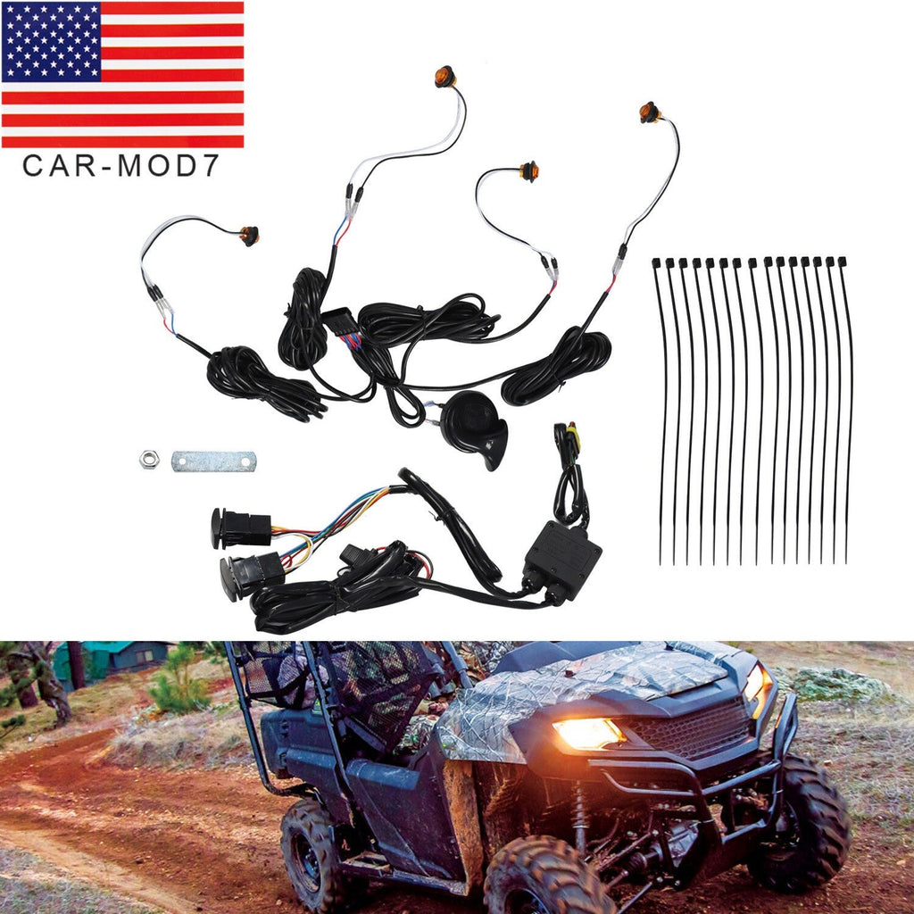 UTV Universal Turn Signal Horn Kit w/ Rocker Switch & 4 Amber Lights Street Lega