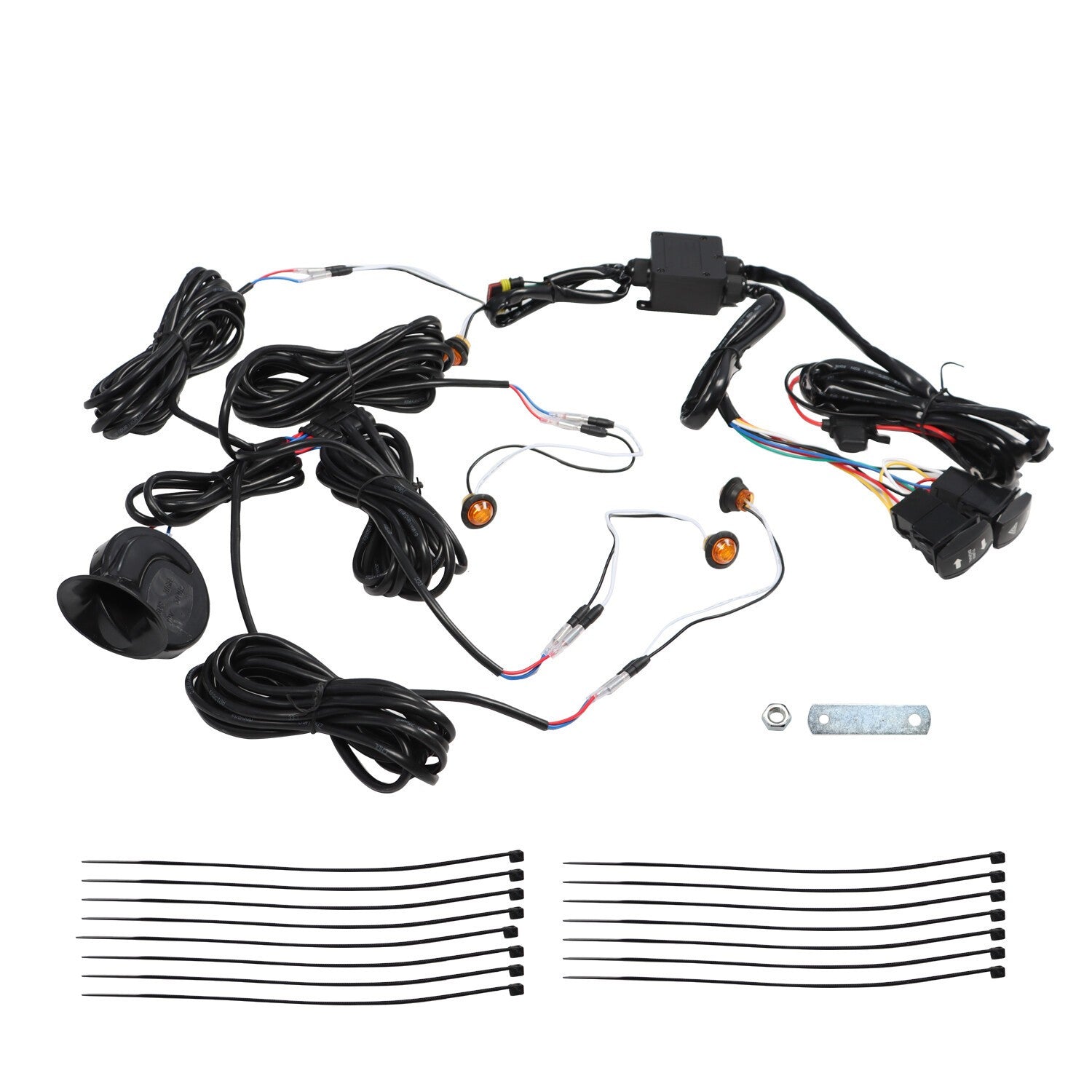 UTV Universal Turn Signal Horn Kit w/ Rocker Switch & 4 Amber Lights Street Lega