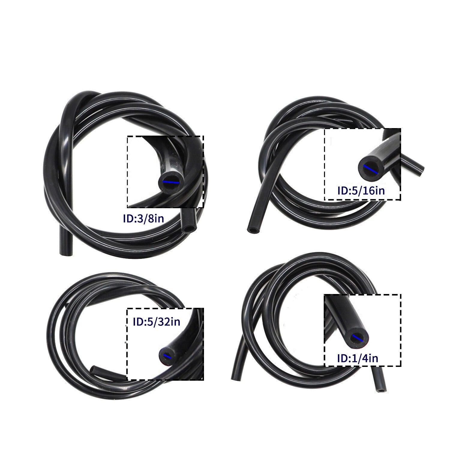 Vacuum Tubing Hose Kit 5/32-3/8" 5FT 130PSI Max Pressure Durable Lines