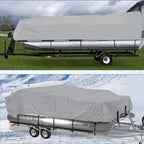 Waterproof Boat Cover Gray for 21-24FT Trailerable Pontoon Fabric