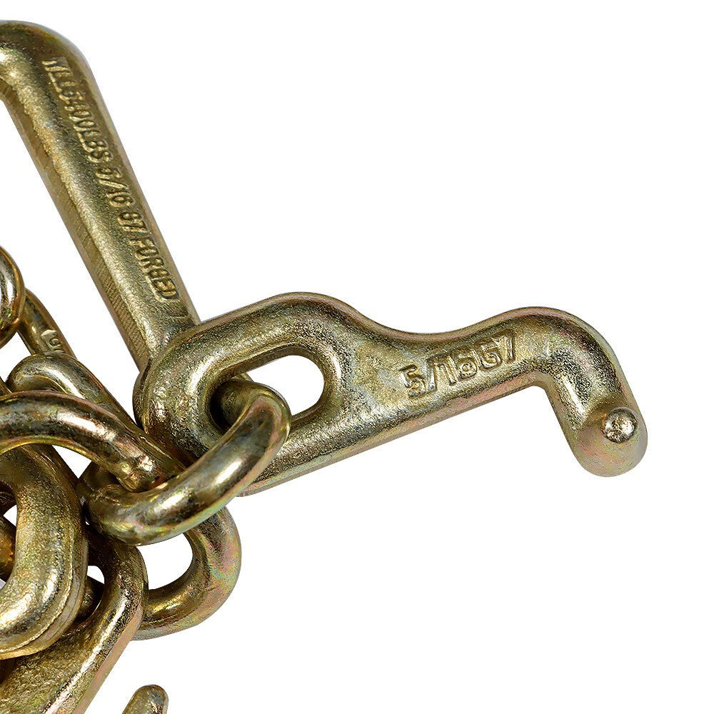 Unused 2PC G70 5/16"x10' Tow Chain J Hook Long Shank w/ Grab Hook Set