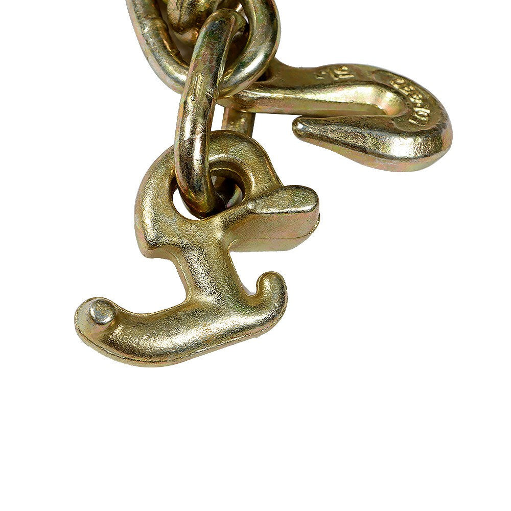 Unused 2PC G70 5/16"x10' Tow Chain J Hook Long Shank w/ Grab Hook Set