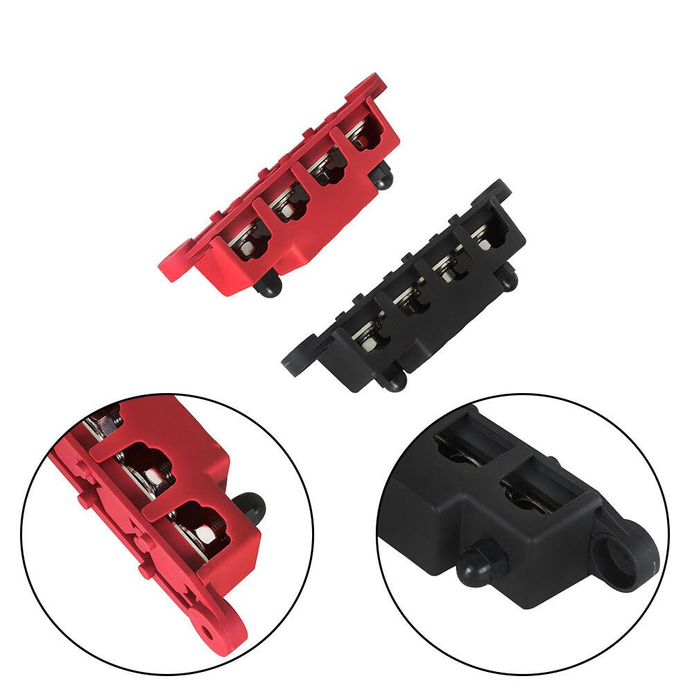Unused 4 Post 12V 250A Busbar Power Distribution Red & Black Pair 5/16