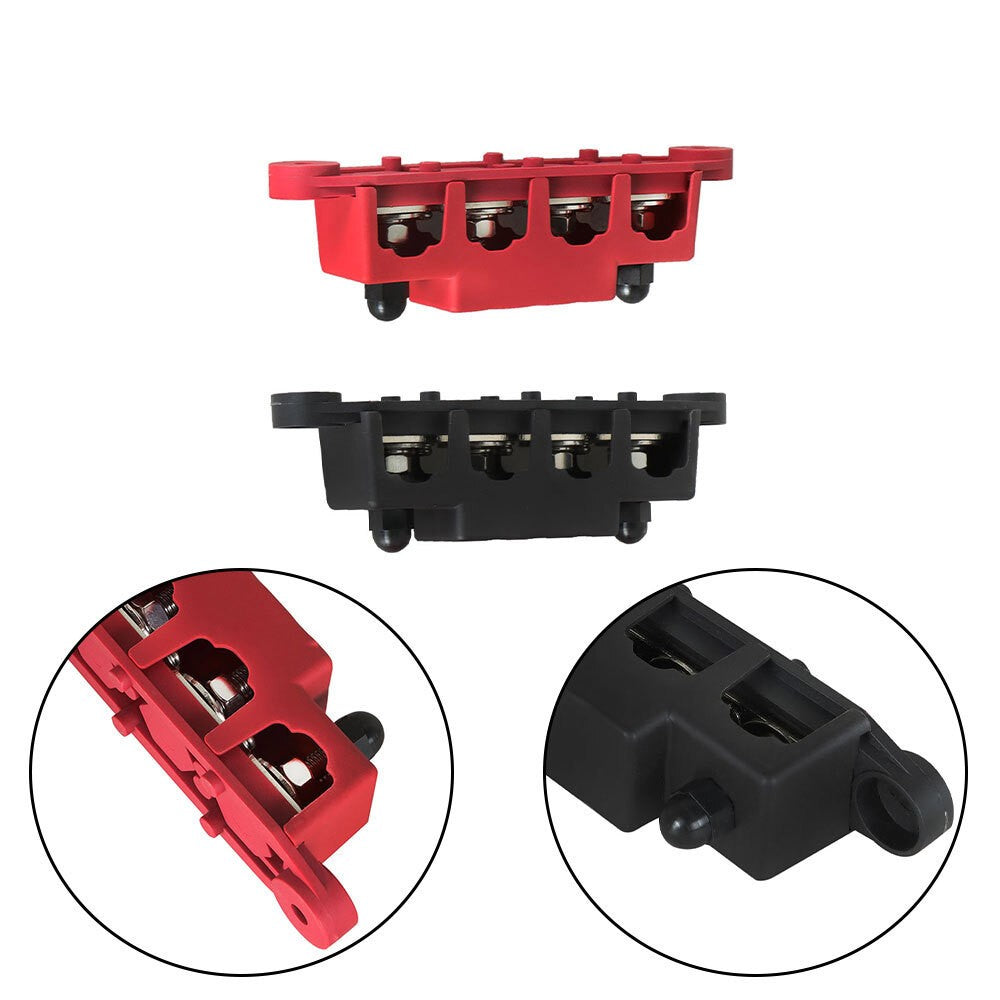 Unused 4 Post 12V 250A Busbar Power Distribution Red & Black Pair 5/16