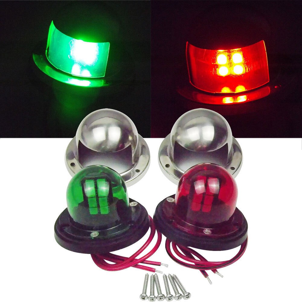 12V Stainless Steel LED Bow Navigation Lights Pair for Boat Yacht Pontoon