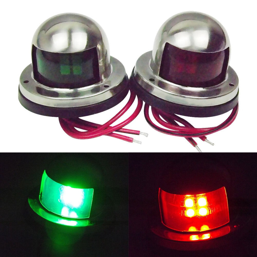 12V Stainless Steel LED Bow Navigation Lights Pair for Boat Yacht Pontoon
