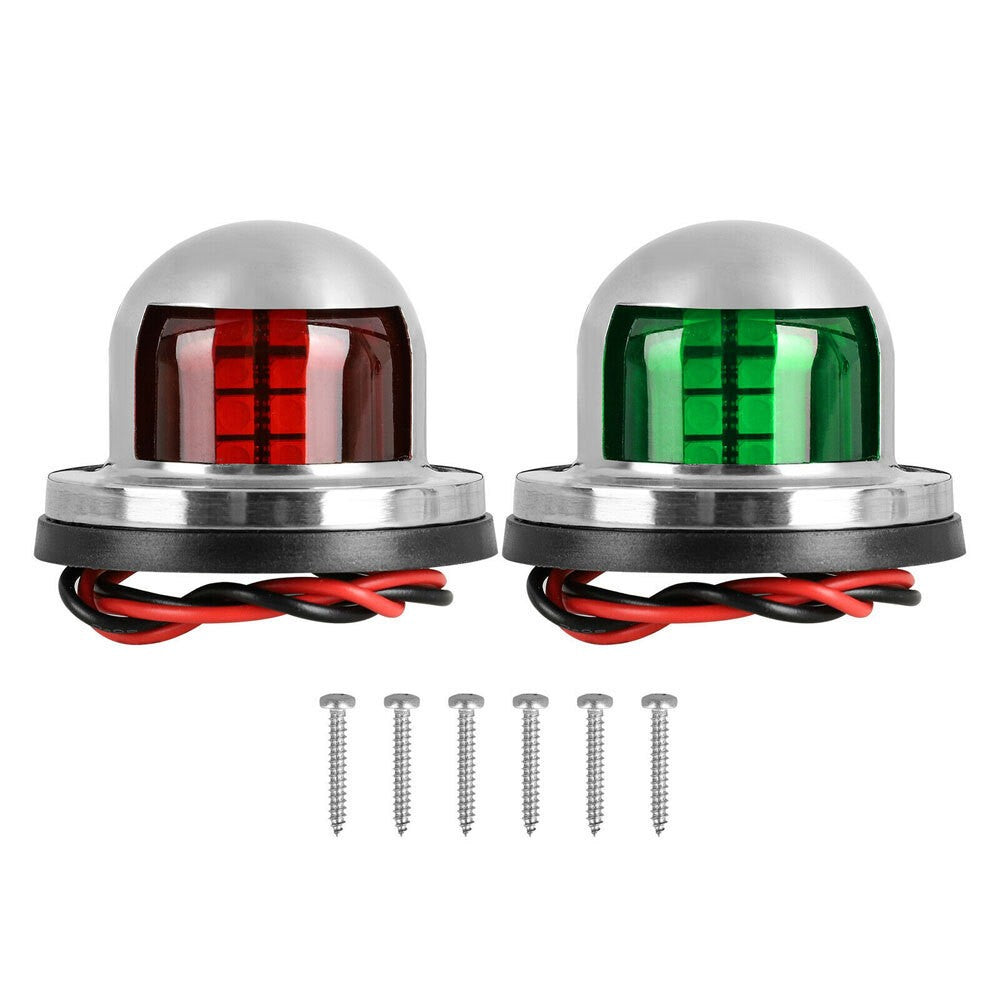 12V Stainless Steel LED Bow Navigation Lights Pair for Boat Yacht Pontoon
