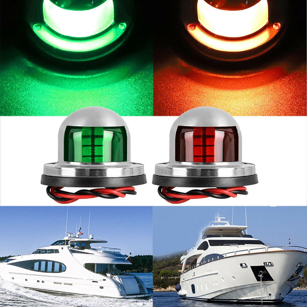 12V Stainless Steel LED Bow Navigation Lights Pair for Boat Yacht Pontoon