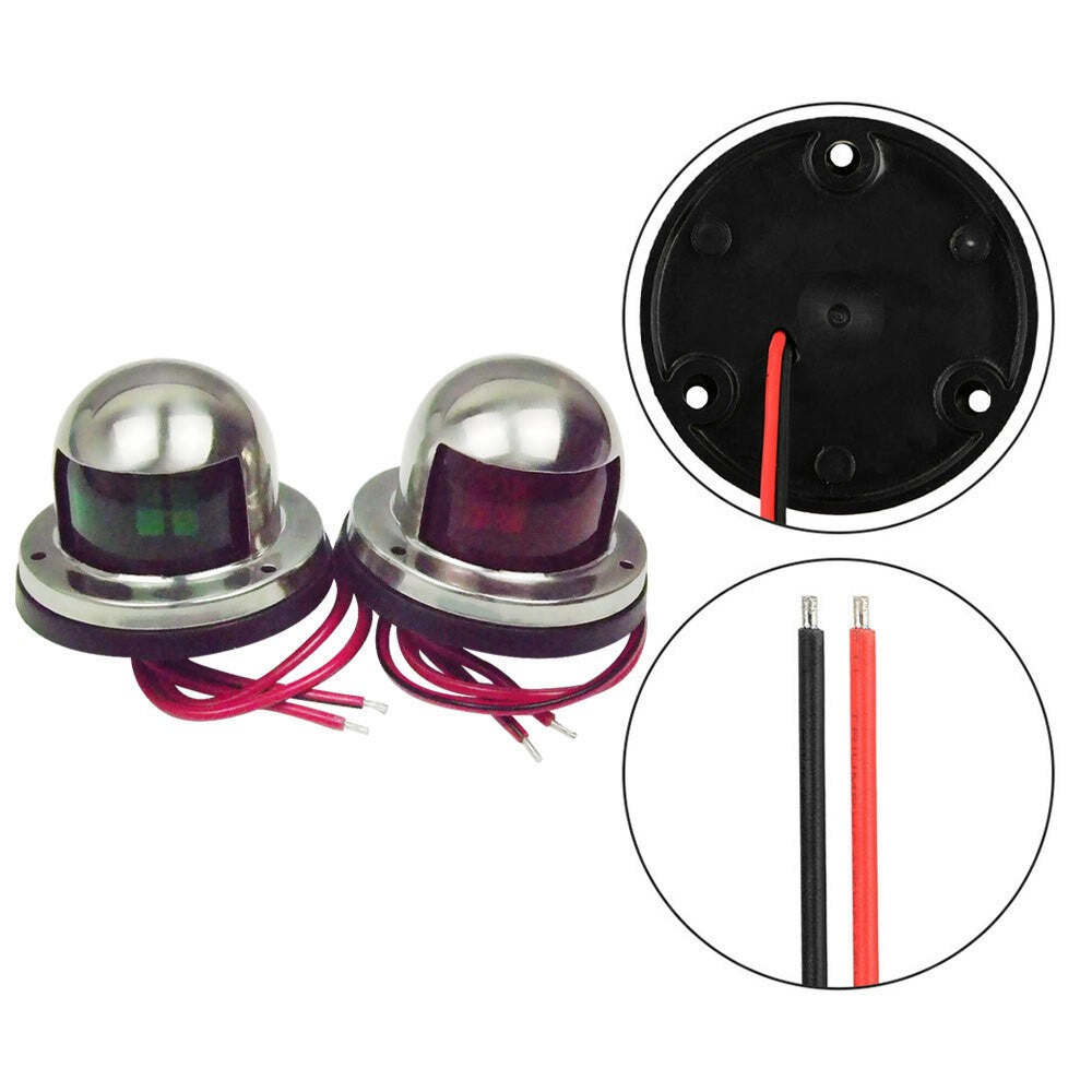 12V Stainless Steel LED Bow Navigation Lights Pair for Boat Yacht Pontoon