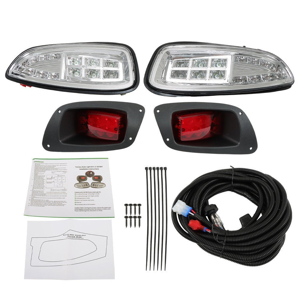 2016+ EZGO RXV Full LED Headlights & Tail Lights Golf Cart Light Kit